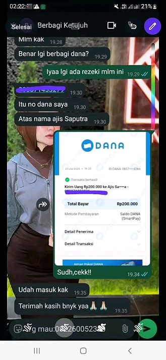 Kirim norek bisa dna/gpay/bsi dllLangsung WA emak